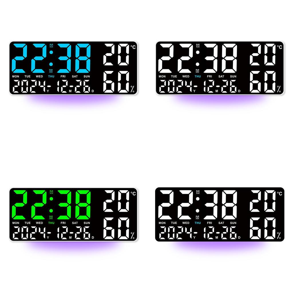 Digital Temperatur Fugtighed Vægur Med LED Display Og Natlys Til Stueindretning