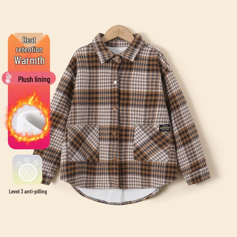 

Monceau Boys Plaid Fleece-Lined Shirt Jacket 150