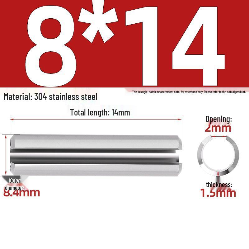 304 Stainless Steel Slotted Spring Pin, Cylindrical Shaft Pin, Locating and Hollow Pin (M5-M12)