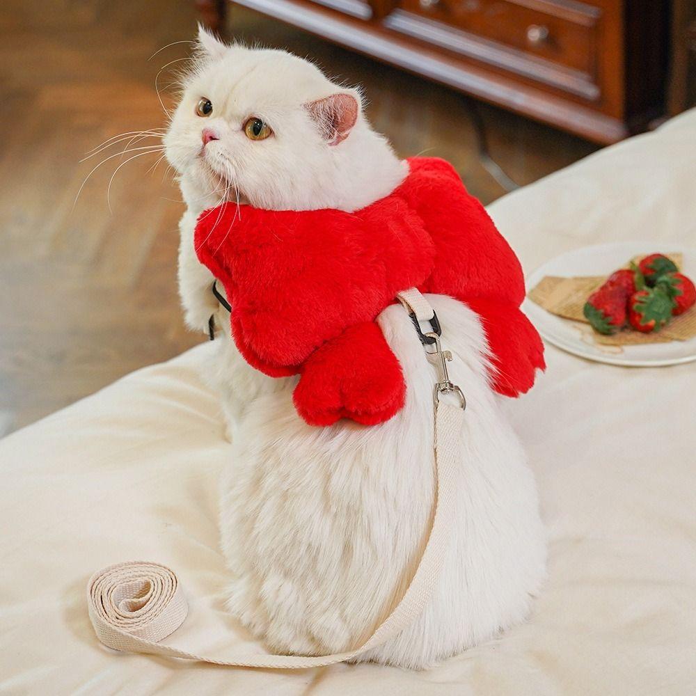 

Plush Cat Harness Leash Big Bow Tie Pet Traction Rope Vest Dog Bowknot Harness Set Kitten M розы красного