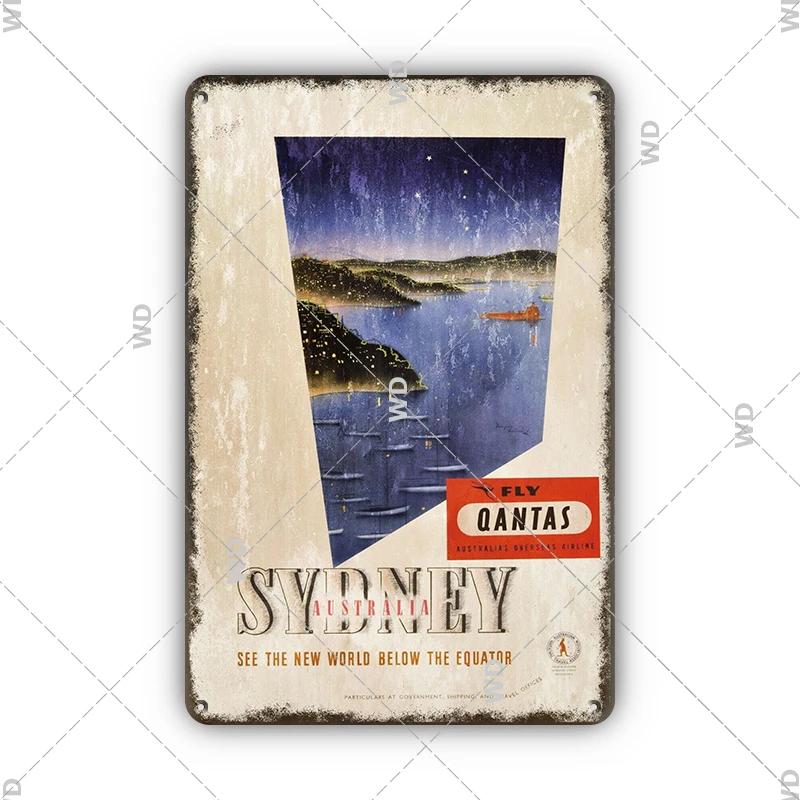 Vintage krajobraz miejski metalowa plakietka emaliowana londyn paryż floryda nowy jork plakaty podróże dekoracje płyta metalowy obrazek dekoracje ścienne barowe