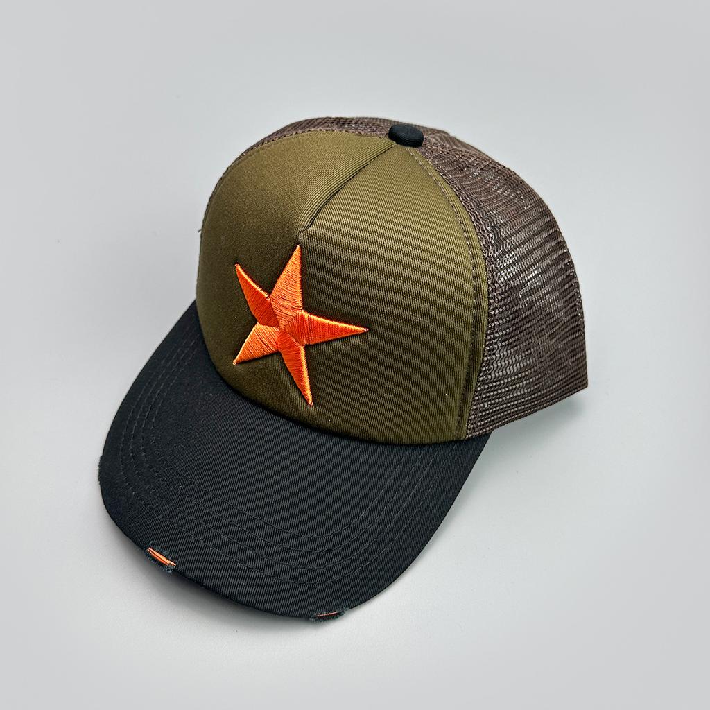 Embroidery Pentagram Color Matching Baseball Cap Men'S And Women'S Mesh Personality Simple And Versatile Truck Hat