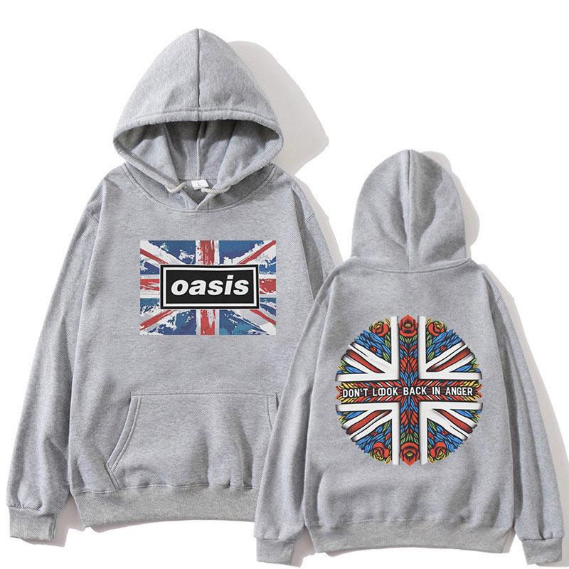 O-Oasis Grafik-Hoodies Britische Rockband Vintage Kapuzen-Sweatshirts Herren Damen Hip Hop Mode Lange Ärmel Übergroßer Pullover