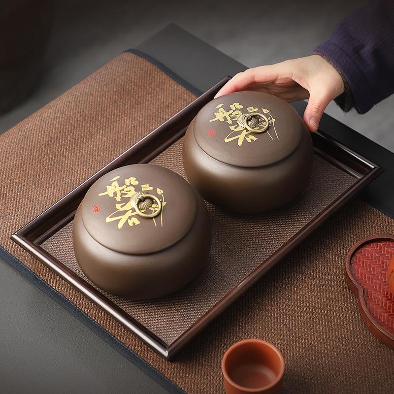 Ceramic Tea Jar with Lid Home Portable Candy Snack Box Multifunctional Ceramic Nuts Coffee Bean Medicinal Material Storage Jar