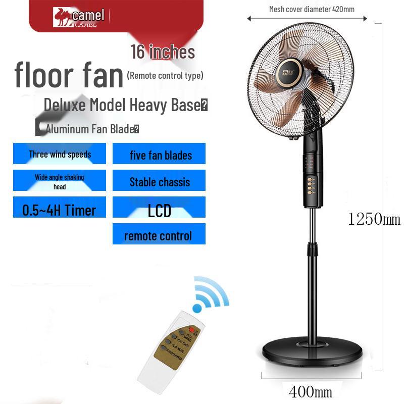 Camel Silent Oscillating Floor & Desktop Fan with Remote Control - Perfect for Home or Dorm, Free Shipping