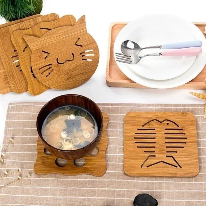 New Kitchen Portable Bamboo Material Insulation Table Mat Windmill Fish Bone Perfect For A Coffee Table In The Living Room
