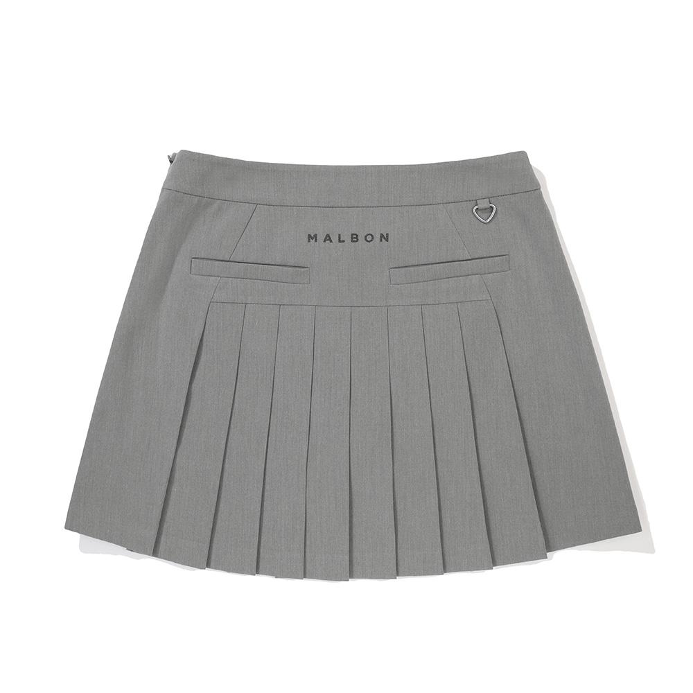 MALBON GOLF Women'S Casual Pleated Skirt Melange Gray (Woman)