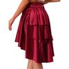 S-3XL Womens Gothic Steanpunk Satiny Skirt Front Eyelets Lace-up High-low Hem Tiered Ruffled Irregular Hem Skirt Waist Belt