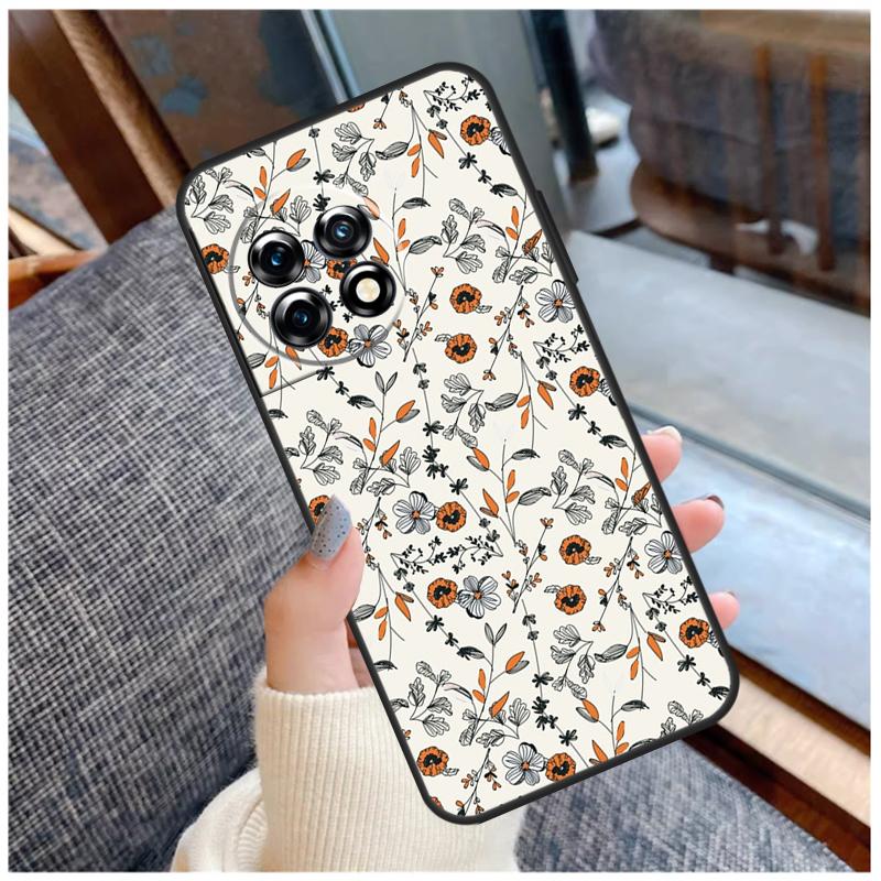 Orange Flower Pattern Case For OnePlus Nord CE 2 3 Lite 2T N10 N20 N30 Ace 8T 9RT 10T 10R 8 9 10 Pro 11 Coque
