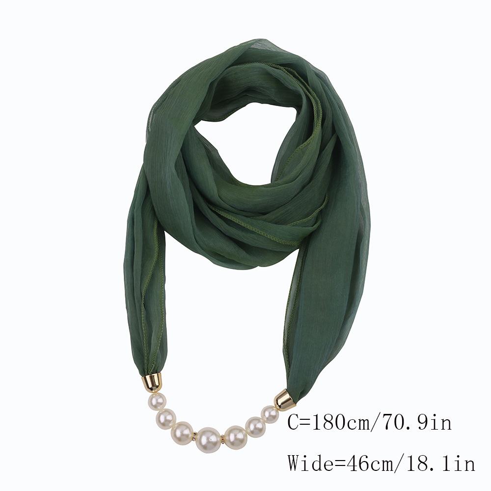 Elegant Chiffon Scarf Necklace with Pearl Beads – Stylish Women’s Fashion Accessory for Casual and Formal Wear