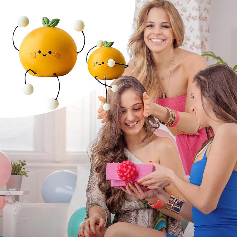 Niedliche Frucht Langbeinpuppen Mini Kreative Skulptur Orange Harzstatue Armaturenbrett Auto Desktop Garten Lustige Harzdekoration