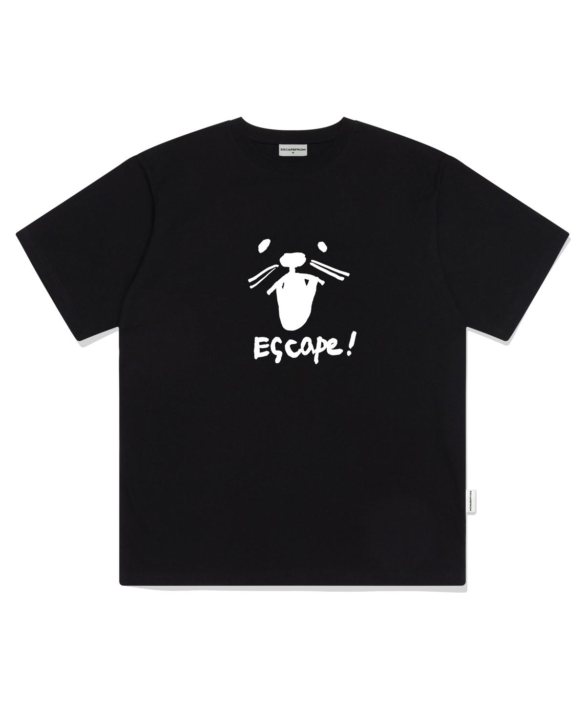 Escape From Shouting Cat Print Oversized Short Sleeve T-Shirt Black S