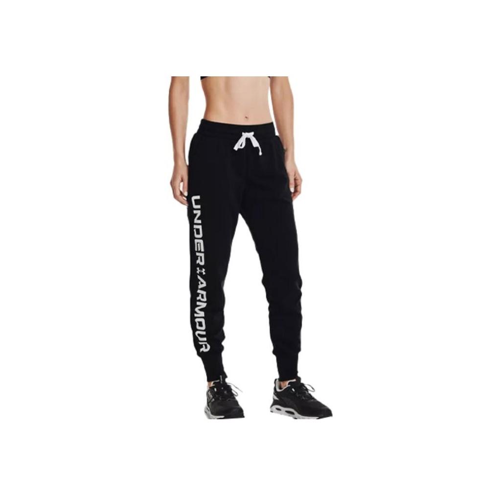 Under Armour Rival Graphic Fleece Joggers With Elastic Waist And Drawstring Women Bottoms Black 1370844-001