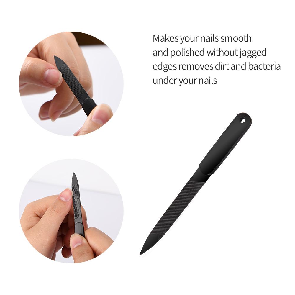 HongStars Luxury Carbon Steel Nail Clippers Portable Set with 4pcs Black Nail Clippers Manicure Set Includes Nail File