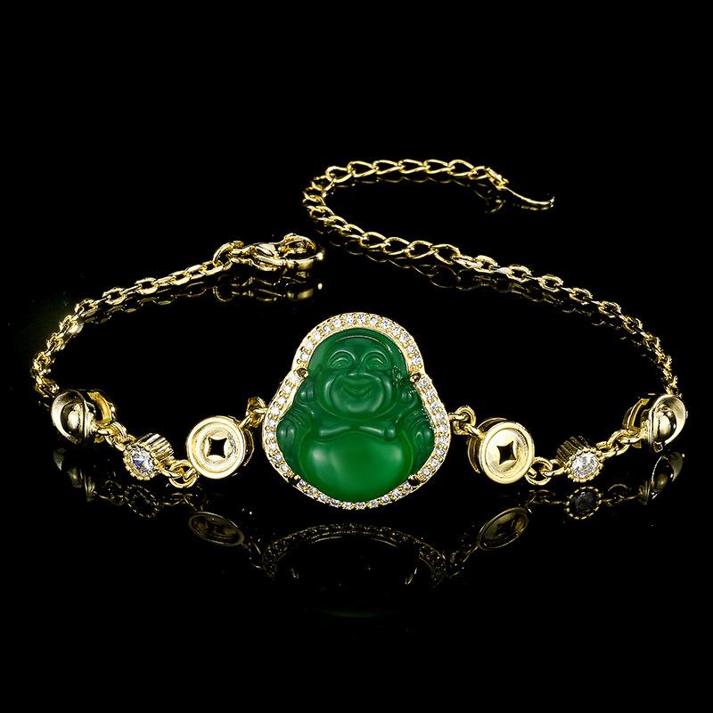 Accessories New Bracelet Natural Chalcedony Buddha Gong Laughing Buddha Bracelet New Chinese Retro Women s Versatile Premium Sense