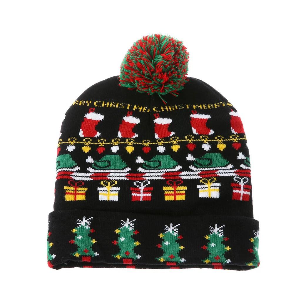 Unique Patterned Christmas Beanie Hat With Bright Led Lights For Winter Cheer