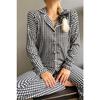 Leopard Printed Front Buttoned Long Sleeve Velvet Pajama Set