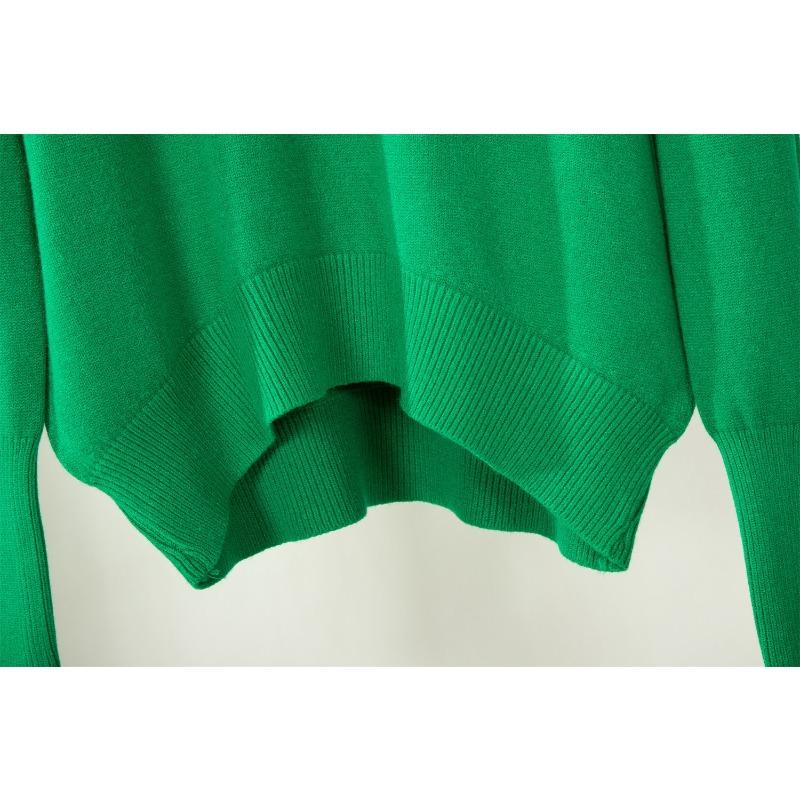 Women's Autumn and Winter Solid Colour High Neck Knitted Sweater Wide Leg Pants Two Piece Set