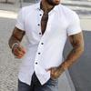Camicia Casual da Uomo Semplice Estiva a Maniche Corte Colore Unico Giovanile Trendy Sportiva Stile Sottile