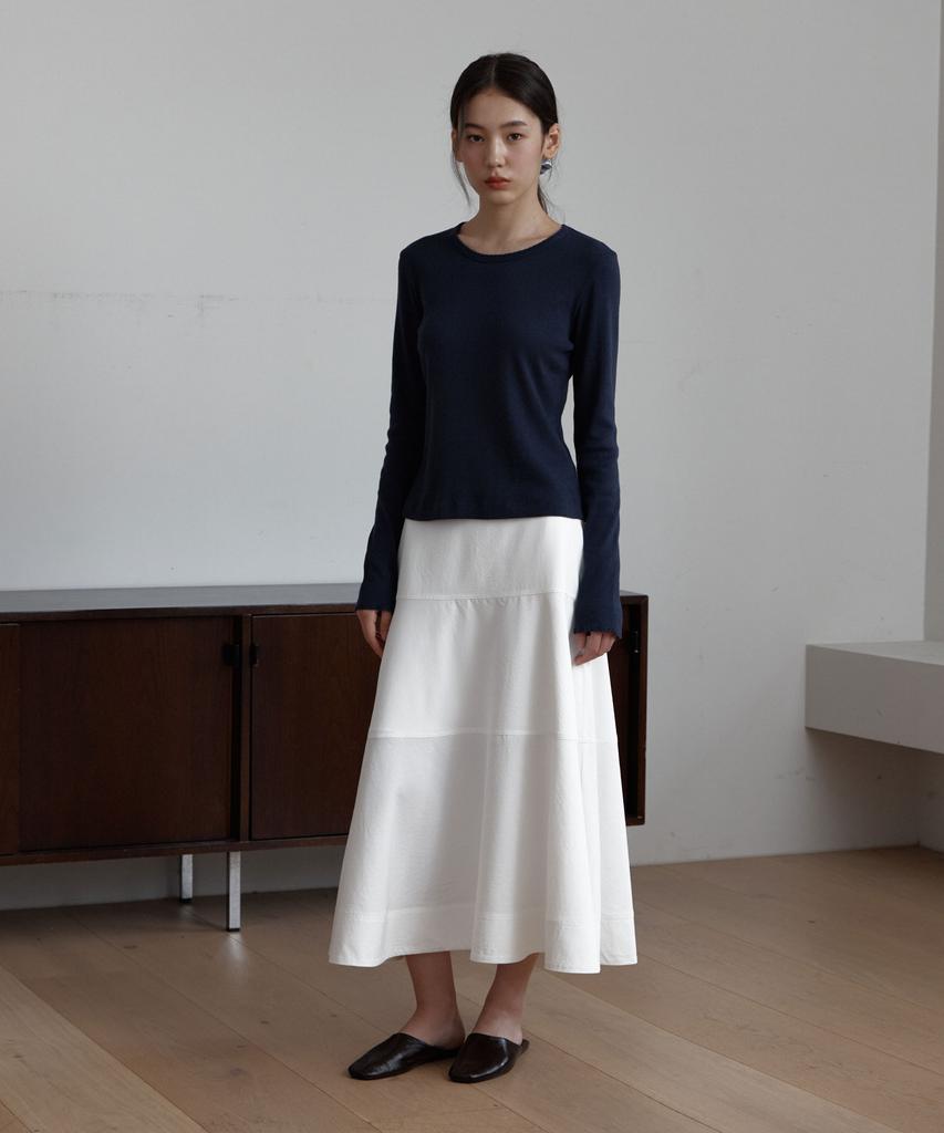 38 Come On Common Pure Tiered Midi Skirts (White)