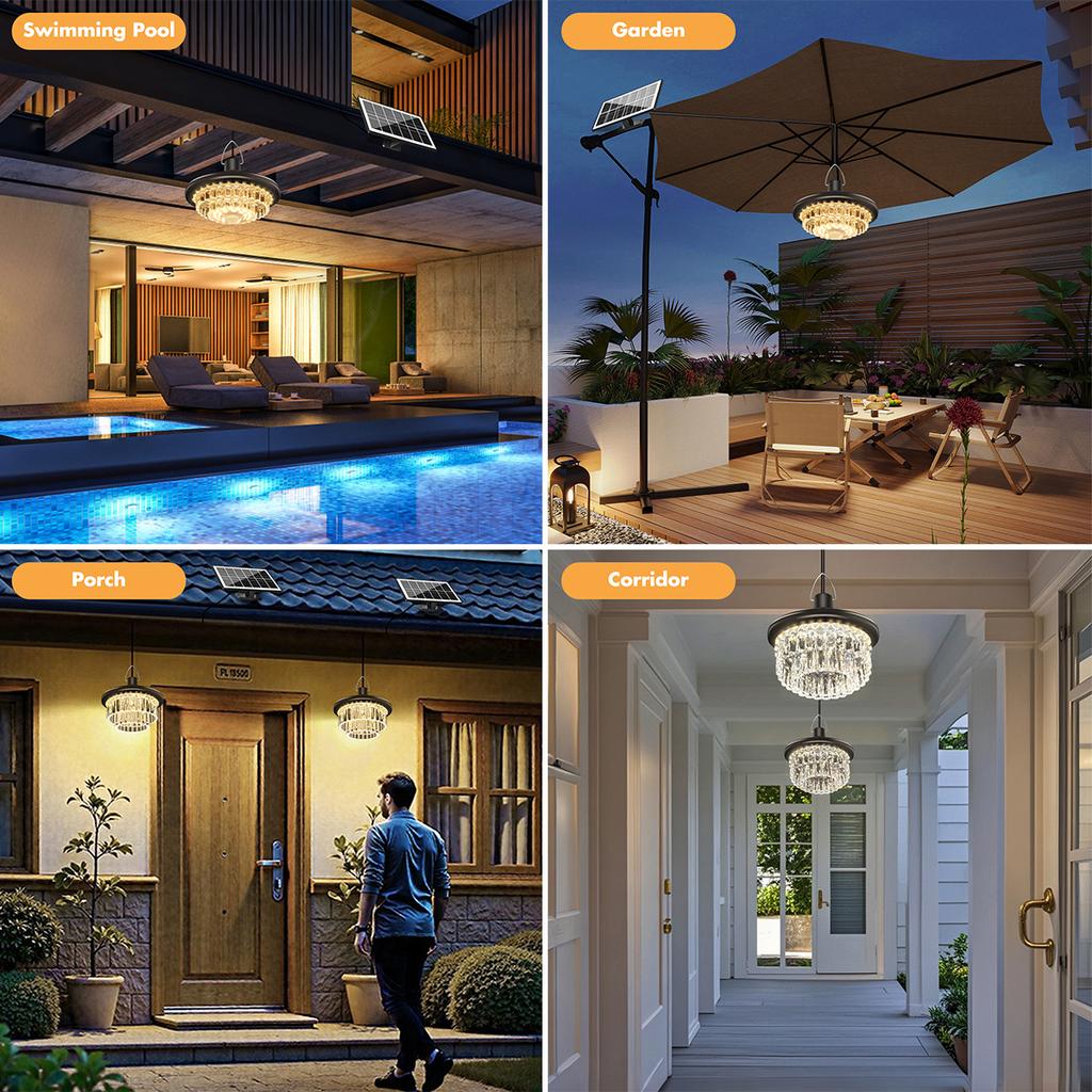 Upgrade Solar Shed Light Indoor Outdoor Crystal Motion Sensor Pendant Light Waterproof Remote Control Gazebo Barn Garage Garden