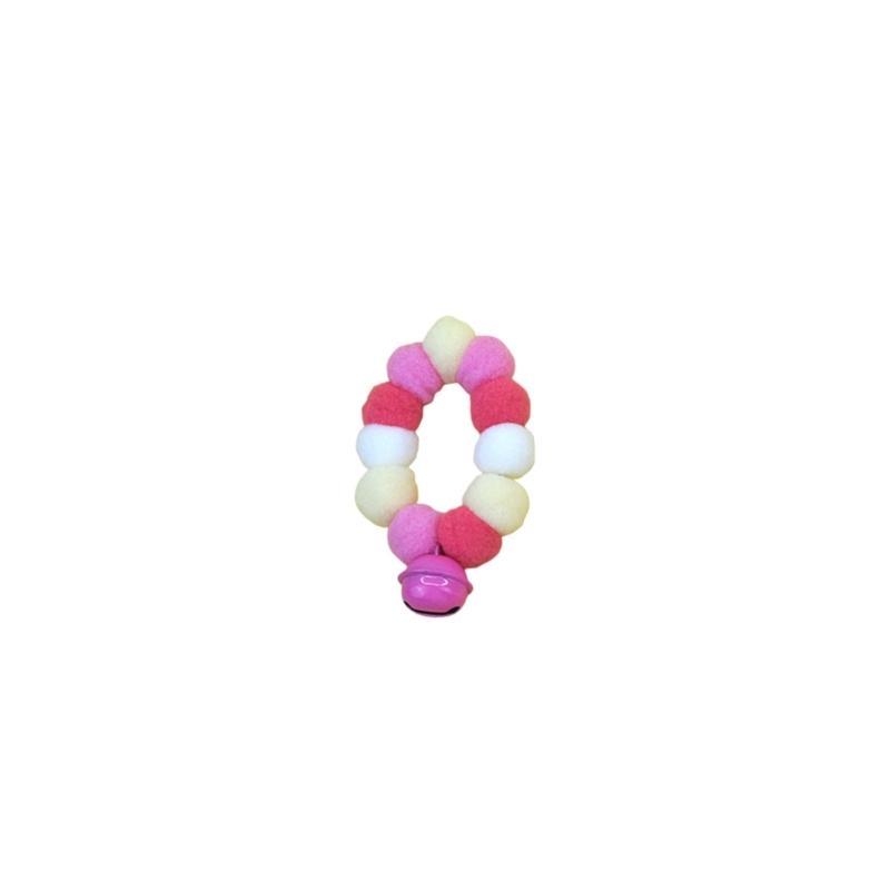 4pcs Festival Plush Pet Collars with Pompoms Bells Charm Colorful Furry Birthday Collar for Cats and Dogs