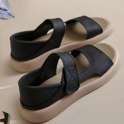 New In Autumn, Fashionable and Simple, Open-toed Round Head Thick-soled Fairy Wind with Two Beach Sandals, Woman