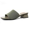Women's Shoes Slippers Outdoor 2024 Summer Knitted Stretch Open Toe Thick-soled Heels Half-drag Sandals Ladies Footwear