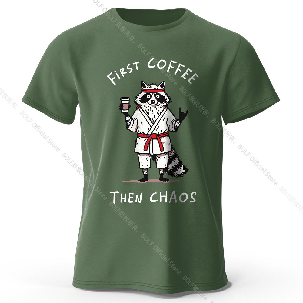 Men's First Coffee Printed T-Shirt 100% Cotton Oversized Morning Graphic Tees for Women Summer Tops Cafe Streetwear