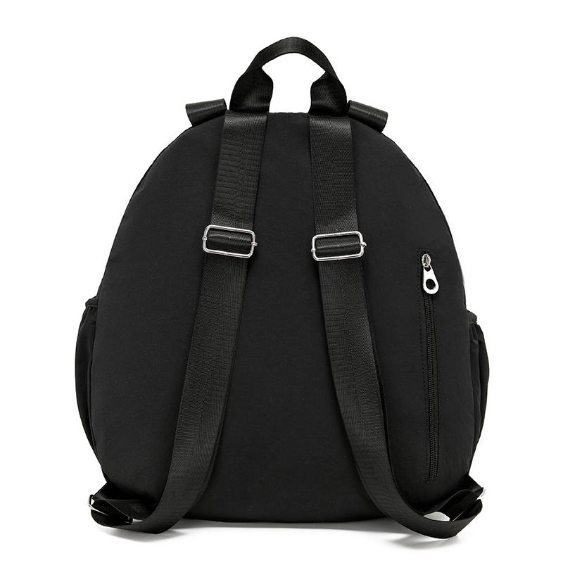 Women's Backpack Round Bag Large Capacity Travel Bag Solid Color Student Schoolbag