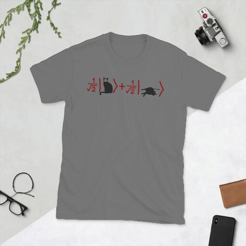 Unisexs Schrdingers Cat Math Science T Shirts 100 Cotton Tops Funny Short Sleeve Crewneck Tee Shirt Summer TShirt