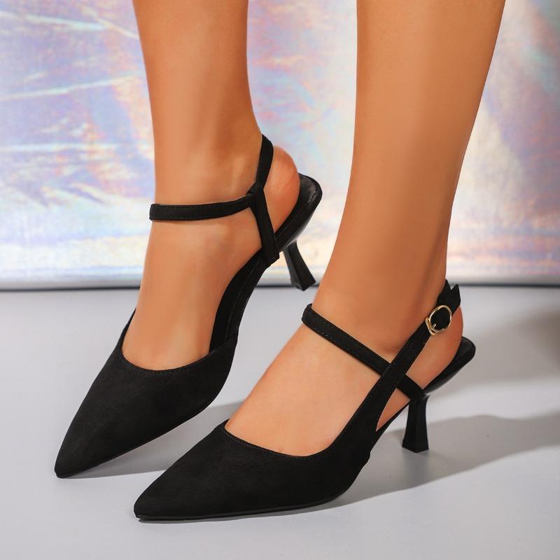 Plus Size Pointed Stiletto Sandals Women's High Heeled Suede Shoes