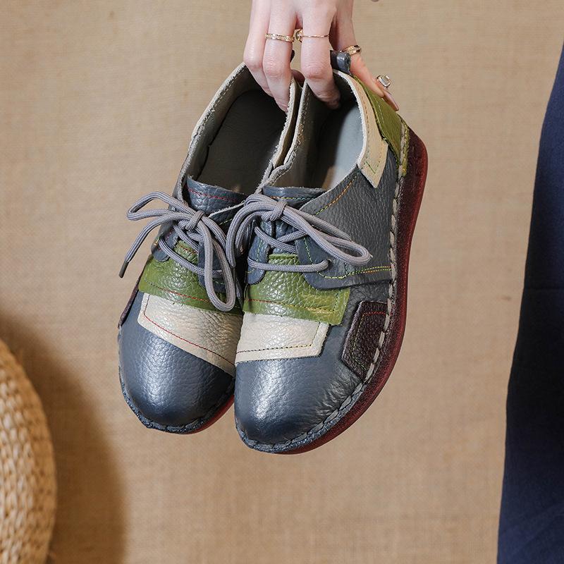 Fashion Genuine Leather Flat Shoes Women Luxury Oxford Shoes Spring Ladies Sneakers Loafers Casual Shoes Moccasin Mom Vintage Flats