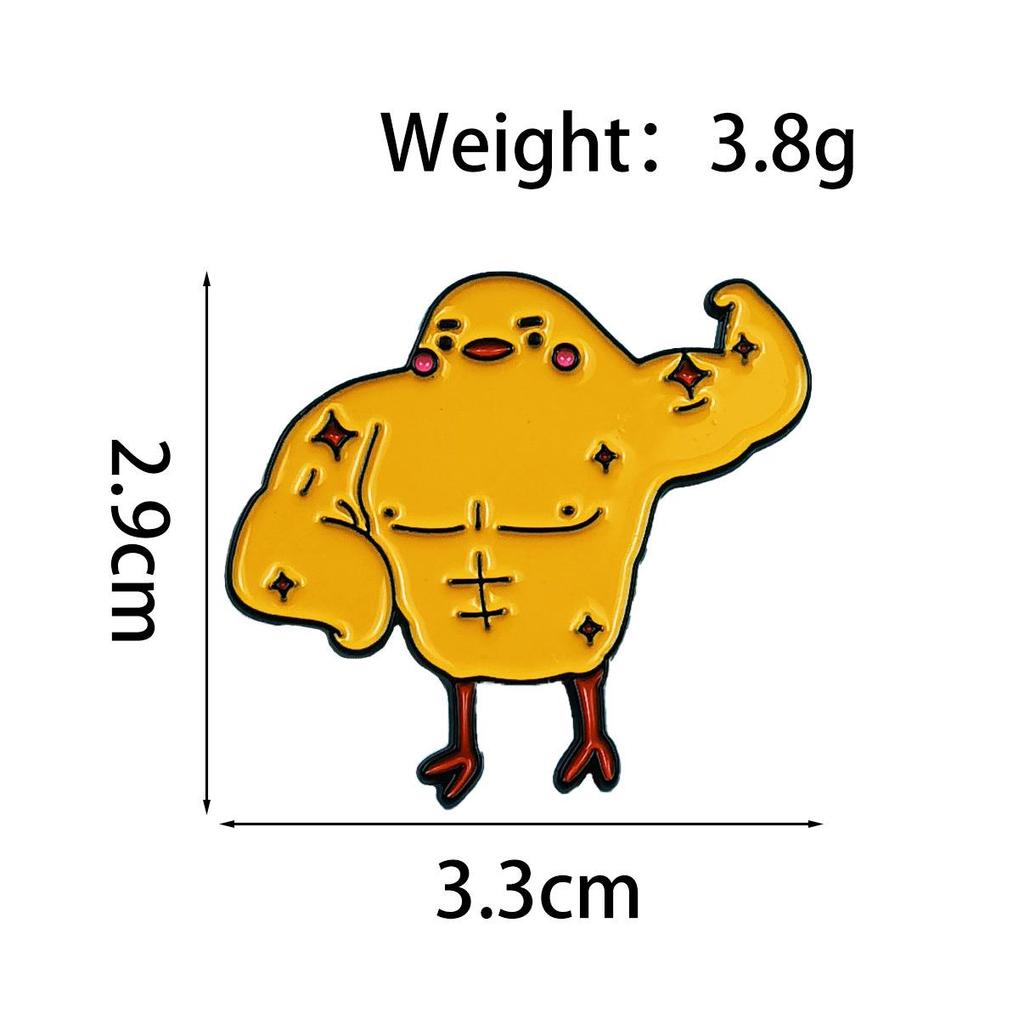 Cute Fitness Style Chicken Brooch - Creative Animal Metal Accessory for Clothing & Backpacks