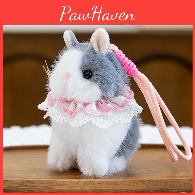 Rabbit Plush Cuter Ornament With Lace Scarf Decoration For Home Gift Office