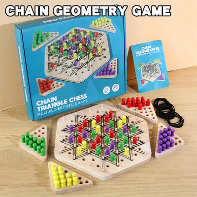 Multiplayer Party Battle Game Wooden Geometric Interlocking Chess Tabletop Game New Chain Geometry Chess Family Interactive Game