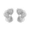 Gold Floral Stud Earrings With Rhinestone Accents Hollow Out Design Women Fashion Jewelry