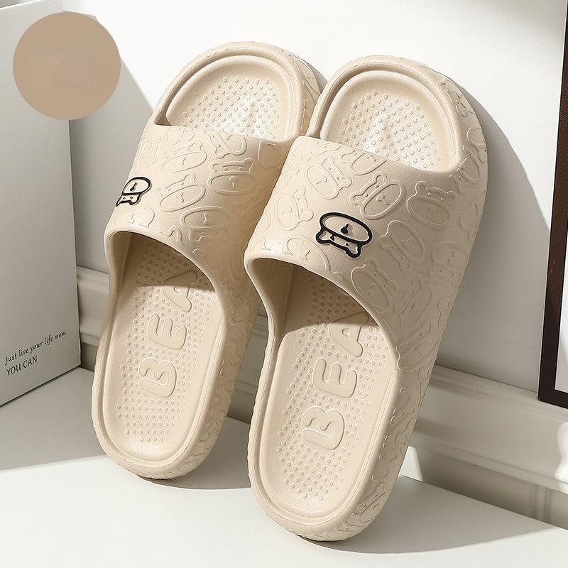 Cute Slippers Women's 2024 Summer New Soft Bottom Anti-Slip Shoes Home Bathroom Bathing Couple Little Bear Comfortable Sandals