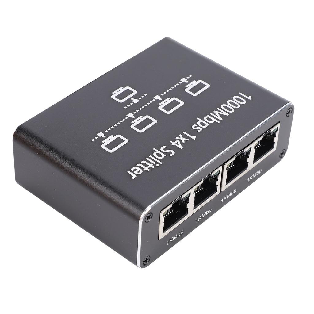 1 to 4 Gigabit Ethernet Splitter 1000Mbps High Speed Network Splitter for Computer Router Display