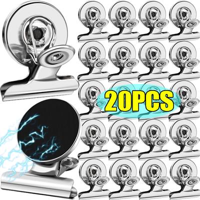 1-20x Clips Magnéticos Metálicos para Refrigerador Imán de Agarre Clips para Nevera Ahorro de Espacio Organización para Pizarra Blanca Oficina y Decoración del Hogar