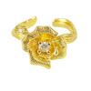Medieval Vintage Brushed Camellia Zir*****Pen Ring Gold Flower Niche Stacked High-End Ring