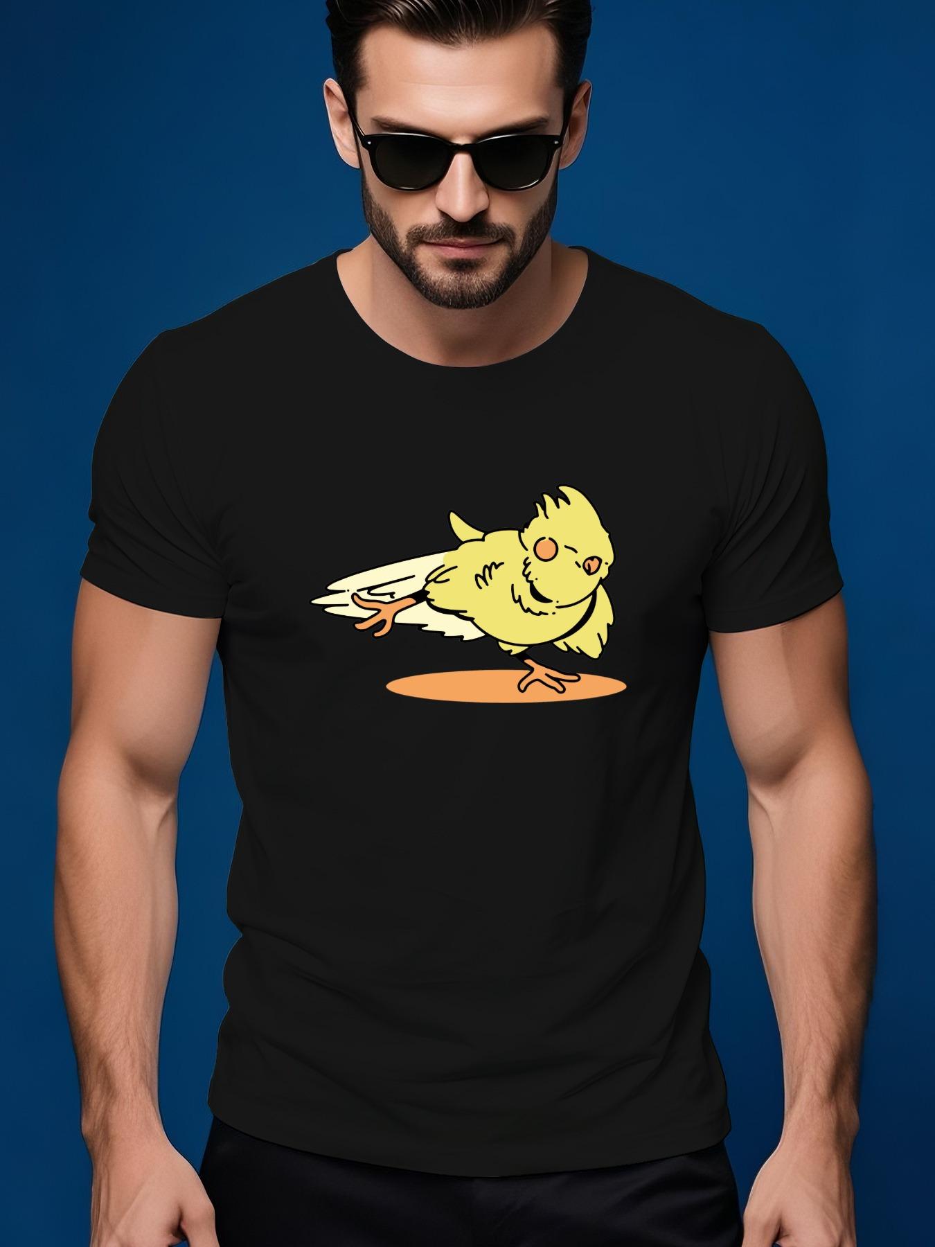Summer Tshirt with Colorful Bird Graphic - Soft Cotton XL