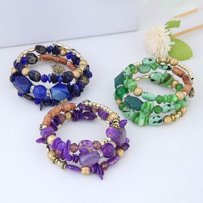 Women Bracelet Beads Vintage Style Turquoise Faux Crystal Student Bracelet