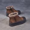 Johnature Retro Plush Warm Women's Boots Genuine Leather Thick Soled Casual Versatile Short Boots