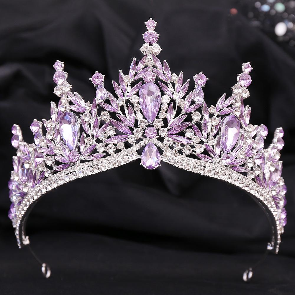 Baroque Luxury Big Water Drop Crystal Opal Tiara For Women Girls Wedding Bridal Birthday Party Crown Hair Dress Accessory