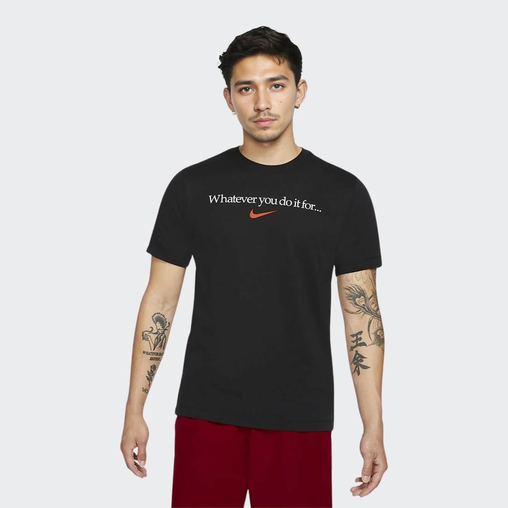 Nike Logo Print Solid Color Training Short Sleeve T-Shirt Men Tops Black DJ6232-010