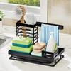 Kitchen Sink Organizer Metal Sink Caddy Sponge Holder Soap Drainer Shelf Drain Rack Dishcloth Hanger Brush Storage Drying Rack