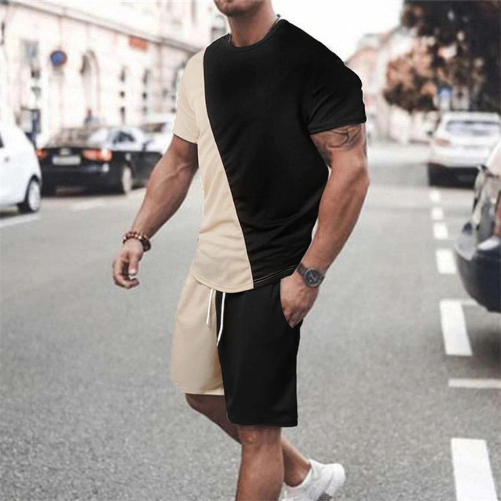 

Новий літній комплект з камуфляжним 3D-принтом з О-подібним коміром Класичний чоловічий спортивний комплект з коротким рукавом і шортами 2 предмети для тренажерного залу та фітнесу 6XL