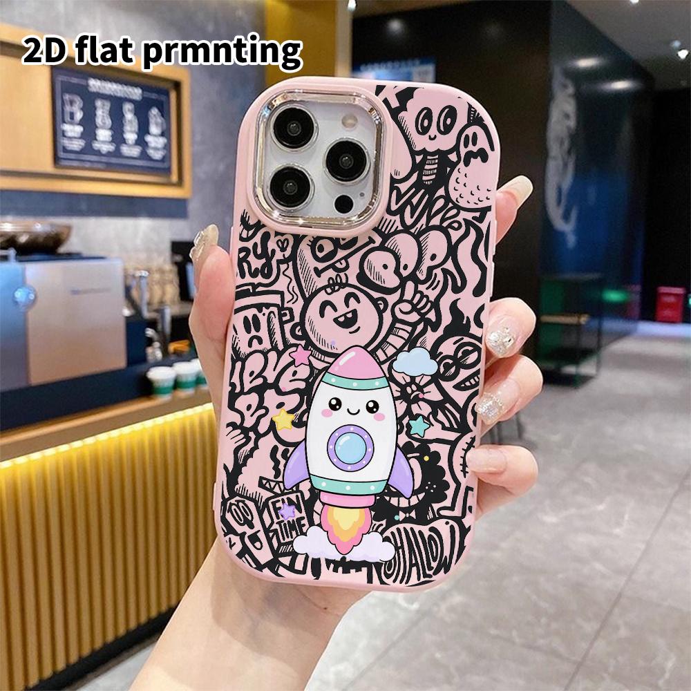 Phone Case: 2D Flat Design Suitable for iPhone 18 17 16 15 14 13 Pro Protective Case, Couple Style, Colorful Little Rocket, Christmas and Halloween Gi