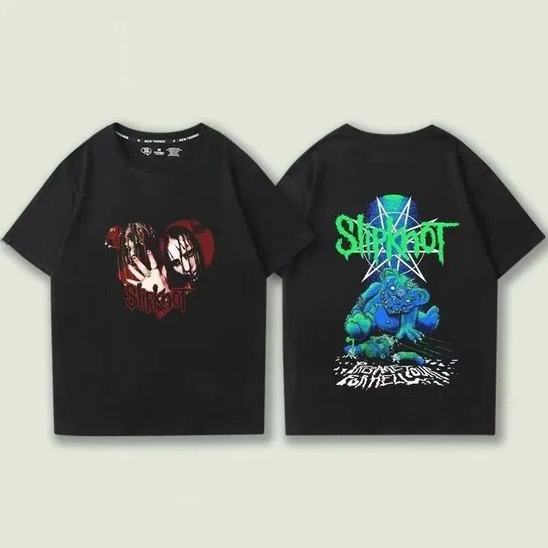 Slipknots Heavy Unisextal Band Tričko s potiskem Unisex Bavlněné tričko Hudební Grafika Tričko Harajuku Streetwear Nadměrná trička Unisex